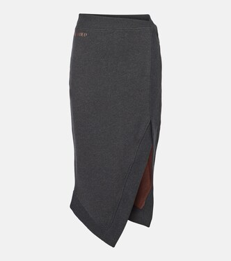 Logo asymmetric cotton jersey midi skirt | The Attico