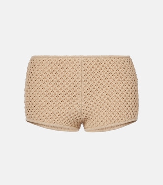 Crochet cotton-blend shorts | Elie Saab