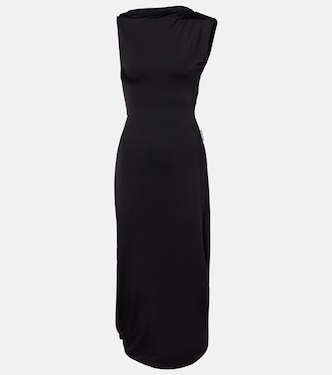Draped embellished satin midi dress | Victoria Beckham