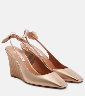 Very Bow Tie 85皮革坡跟鞋 | Aquazzura