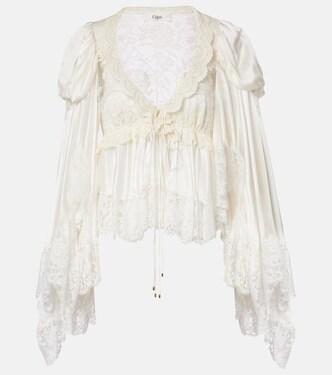 Top en satin de soie et dentelle | Chloé