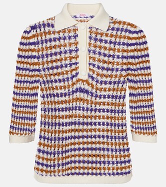 Comeback open-knit cotton-blend polo shirt | Eres