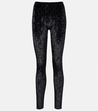 Leggings GG aus Chenille mit Kristallen | Gucci