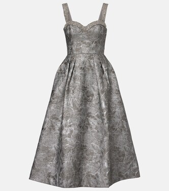Sterling metallic-effect jacquard cocktail dress | Rebecca Vallance