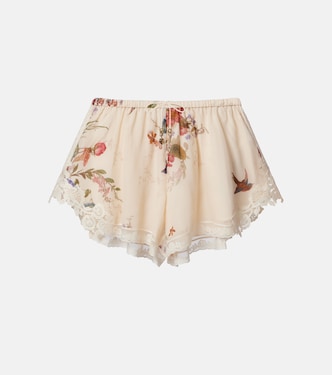 Patience floral cotton and silk shorts | Zimmermann