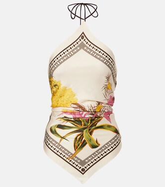 Printed halterneck twill top | Blumarine