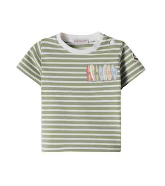 Baby logo striped cotton-blend T-shirt | Moncler Enfant