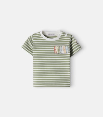 Baby logo striped cotton-blend T-shirt | Moncler Enfant