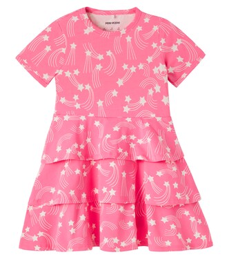 Printed tiered cotton-blend jersey dress | Mini Rodini