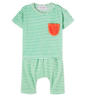 Baby Green Stripes cotton-blend T-shirt and pants set | Bobo Choses