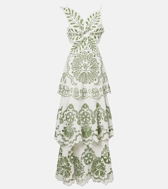 Broderie anglaise tiered linen maxi dress | Farm Rio