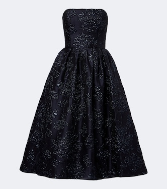 Floral jacquard bustier cocktail dress | Carolina Herrera
