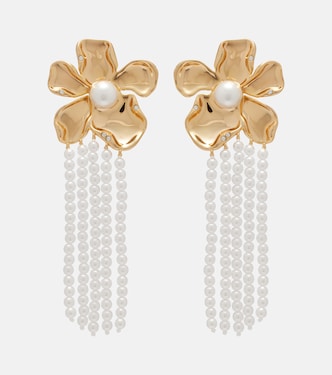 Embellished faux pearl drop earrings | Self-Portrait