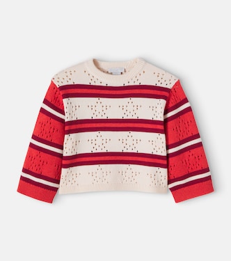 Pointelle striped cotton and wool sweater | Stella McCartney Kids