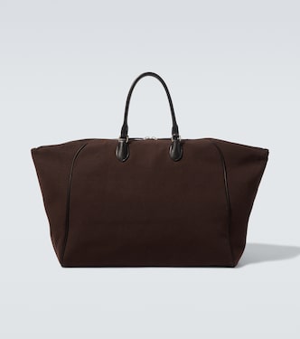 Timo leather-trimmed canvas tote bag | The Row