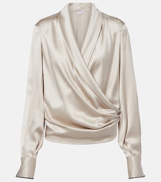 Draped silk-blend blouse | Brunello Cucinelli