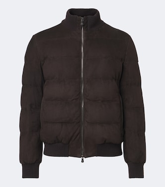 Padded suede bomber jacket | Fedeli
