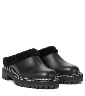 Slippers aus Leder mit Shearling | Proenza Schouler