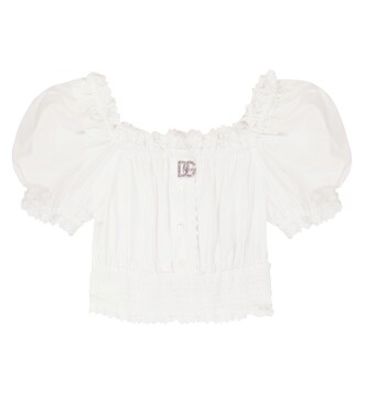 Broderie anglaise cotton top | Dolce&Gabbana Kids