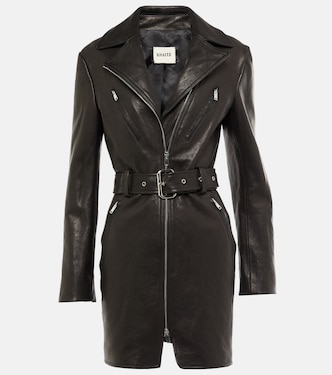 Nuelle belted leather minidress | Khaite
