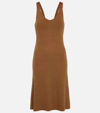 Ribbed-knit cotton-blend midi dress | Vince