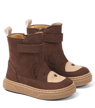 Teddy Bear nubuck leather boots  | Monnalisa