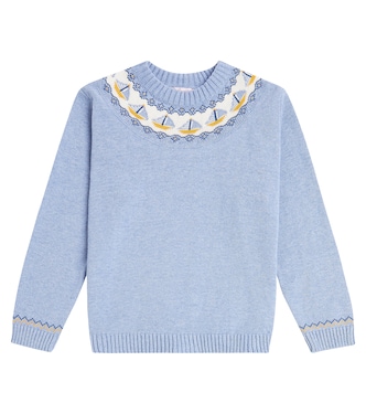 Intarsia cotton sweatshirt | La Coqueta