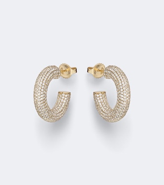 Puffy 14kt gold hoop earrings with diamonds | Sydney Evan