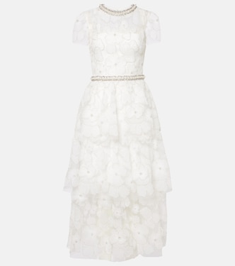 Robe midi de mariée en tulle à perles | Self-Portrait