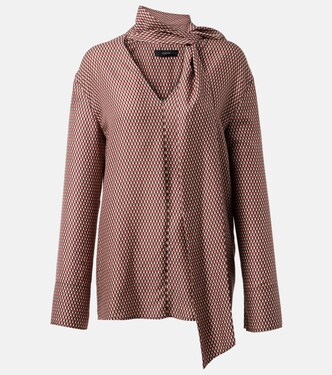 Scarf-detail printed silk blouse | Joseph