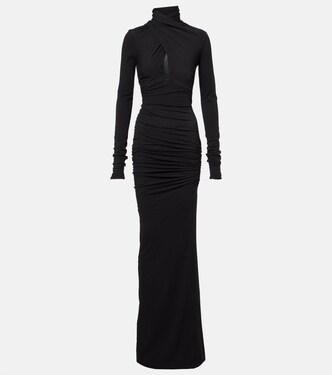 Draped cotton-blend jersey gown | Entire Studios