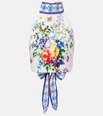 Embellished halterneck linen top | Camilla