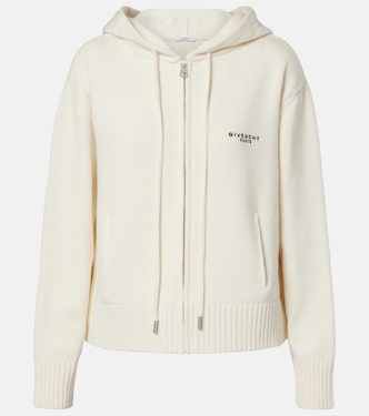 Logo hooded wool and cashmere zip-up cardigan | Givenchy