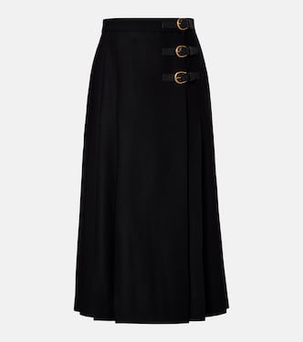 Pleated virgin wool midi skirt | Chloé