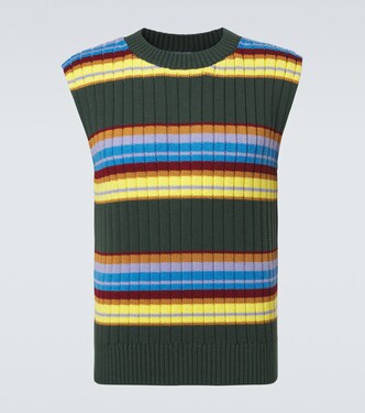 Striped cotton and wool sweater vest | Dries Van Noten