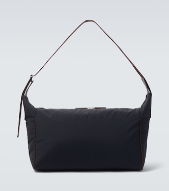 Logan E/W leather-trimmed crossbody bag | The Row