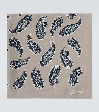Paisley silk twill pocket square | Brioni