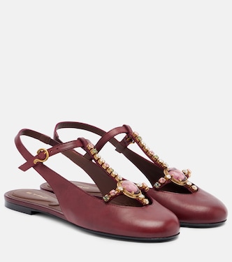Embellished leather slingback flats | Etro