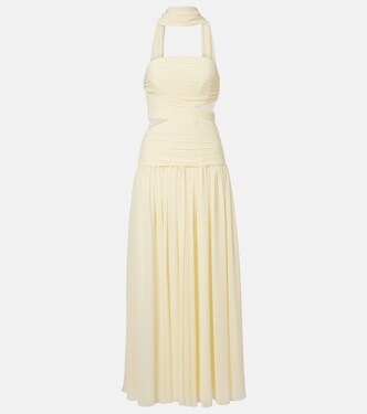 Scarf-detail georgette maxi dress | Self-Portrait