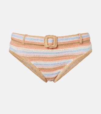 Crochet striped cotton bikini bottoms | Anna Kosturova