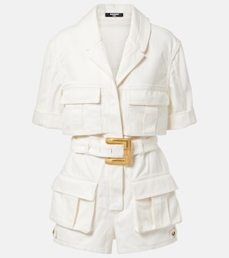 Combishort en denim à ceinture | Balmain