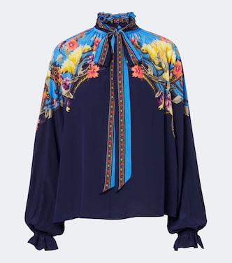 Floral tie-neck silk habotai blouse | Etro