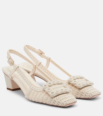 Belle Vivier crochet and leather slingback pumps | Roger Vivier