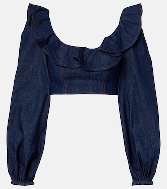 Aster ruffled denim crop top | Zimmermann