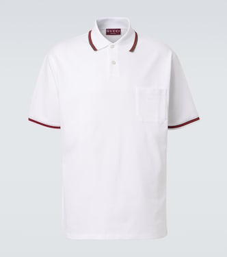 Polo de piqué en mezcla de algodón con Web | Gucci