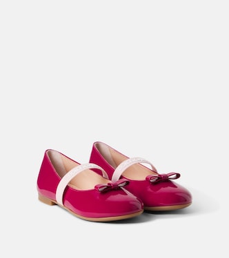 Bow-detail patent leather ballet flats | Dolce&Gabbana Kids