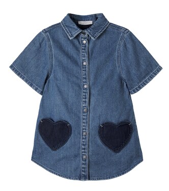 Patch-appliqué denim shirt dress | Stella McCartney Kids