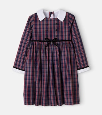 Florinda bow-detail checked cotton dress | La Coqueta