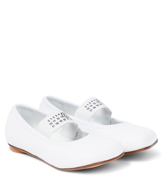 Logo leather-trimmed ballet flats | MM6 Maison Margiela Kids