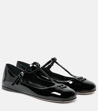Logo patent leather ballet flats | Miu Miu